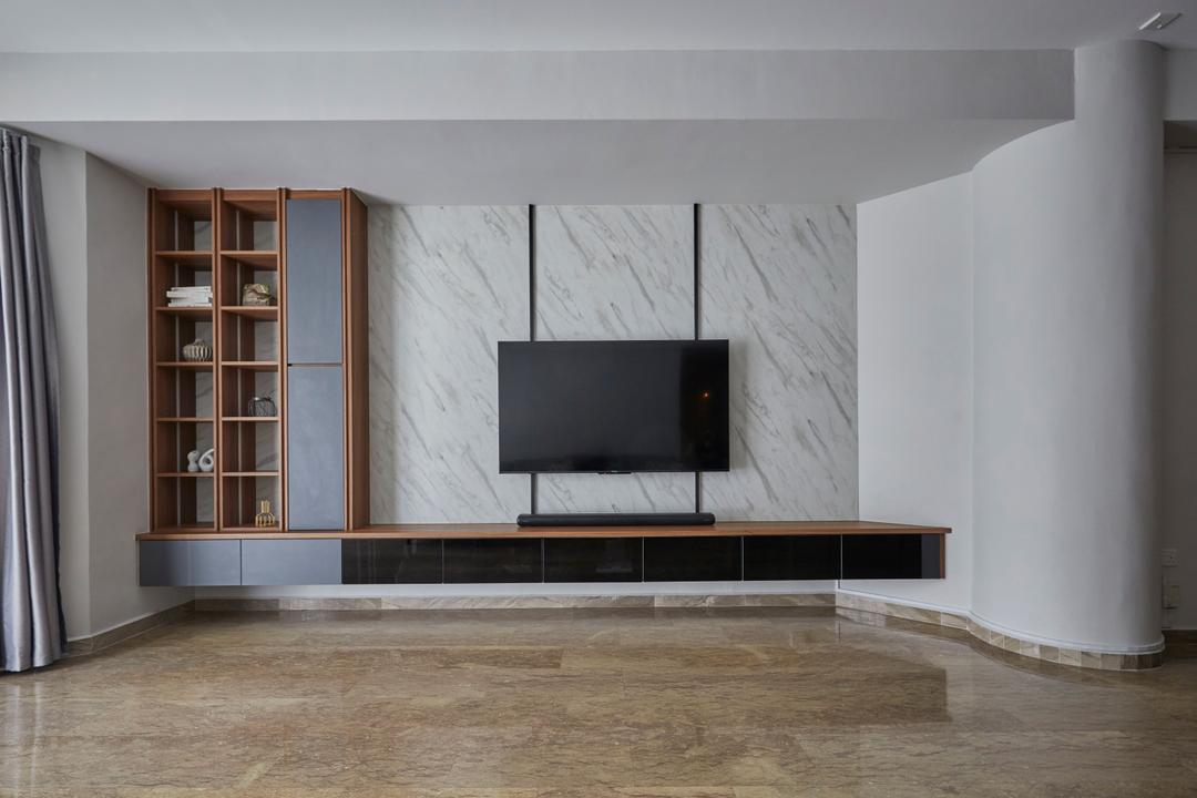 The Aberdeen, Plus Interior Studio, Modern, Contemporary, Living Room, Condo, Tv Console, Feature Wall
