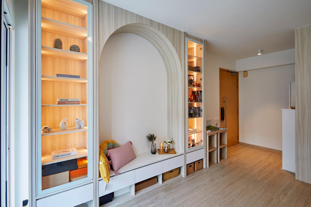 Waterview, Plus Interior Studio, Scandinavian, Living Room, Condo, Foyer, Shoe Cabinet