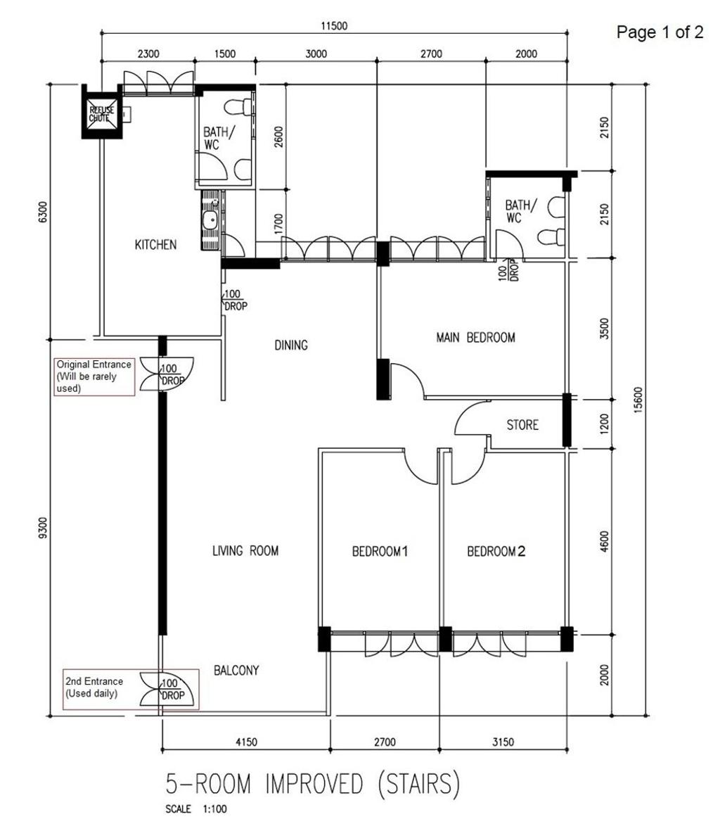 Scandinavian, HDB, Tampines Avenue 4, Interior Designer, Concrid Interior, 5 Room Improved Stairs, 5 Room Hdb Floorplan, Original Floorplan