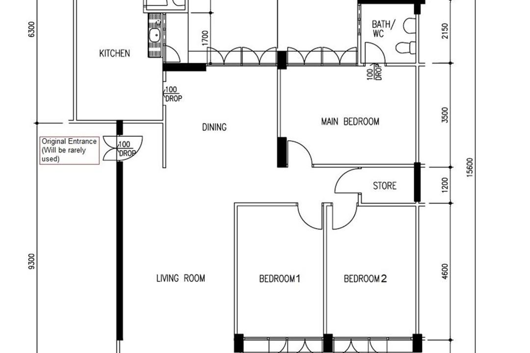 Tampines Avenue 4, Concrid Interior, Scandinavian, HDB, 5 Room Improved Stairs, 5 Room Hdb Floorplan, Original Floorplan