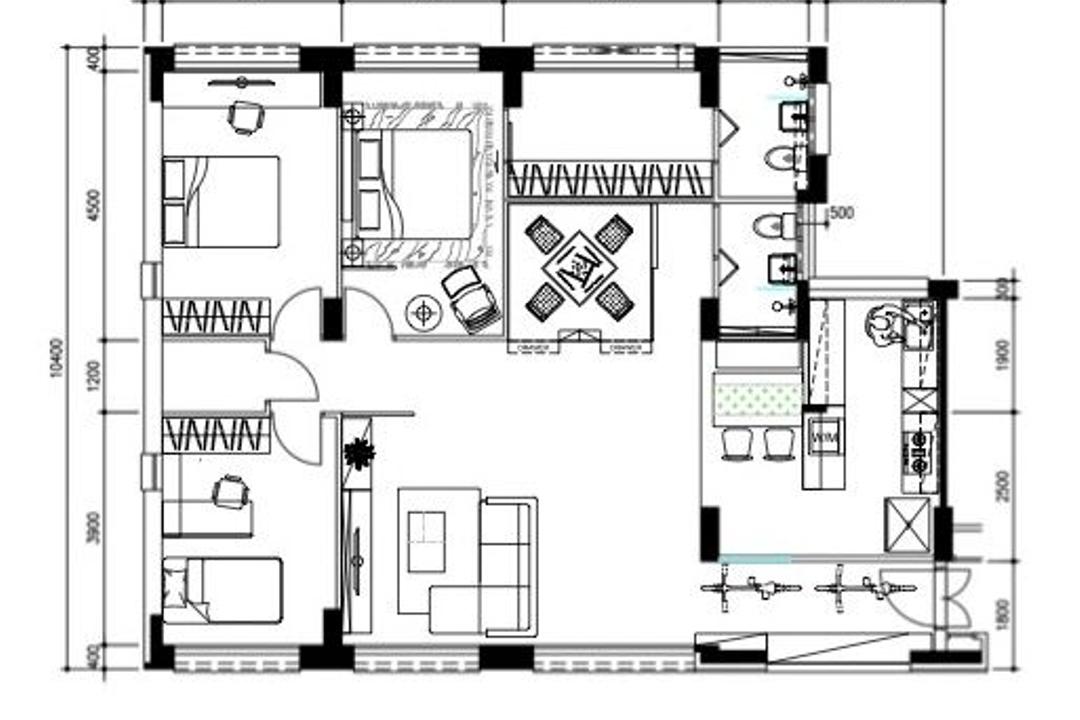 Jalan Tenaga, Violetta Design Studio, Modern, HDB, 5 Room Improved Corridor End, 5 Room Hdb Floorplan, Space Planning, Final Floorplan