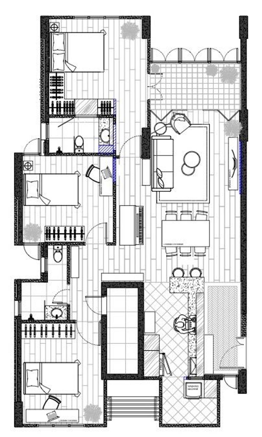 Scandinavian, HDB, Bedok Reservoir View, Interior Designer, MET Interior, Type B 2 L Typical, Space Planning, Final Floorplan