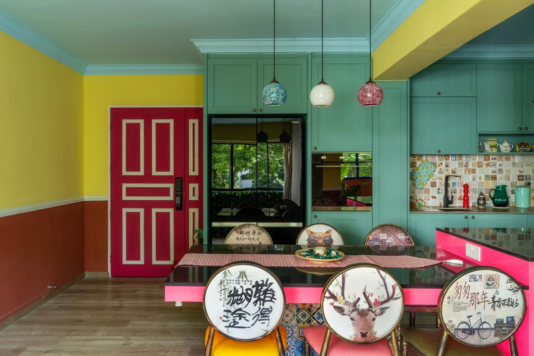 Woodlands Drive 40, Homies Design, Eclectic, Retro, Vintage, Dining Room, HDB