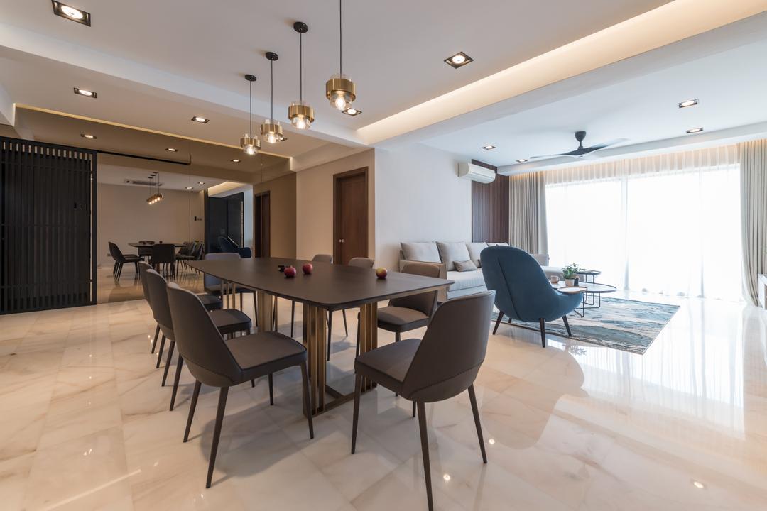 Villa Flora Condominium, Kuala Lumpur, Solid Design Studio, Modern, Minimalist, Dining Room, Condo, Living Room