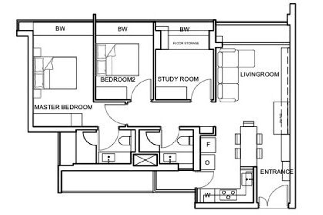 Pasir Ris Street 21, Homies Design, Modern, Contemporary, HDB, 3 Room Hdb Floorplan, Space Planning, Final Floorplan