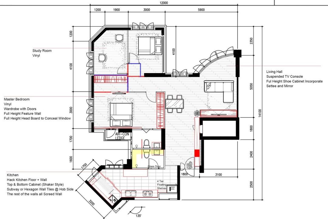 Redhill Road, Great Oasis Interior Design, Scandinavian, HDB, 5 Room Hdb Floorplan, Space Planning, Final Floorplan
