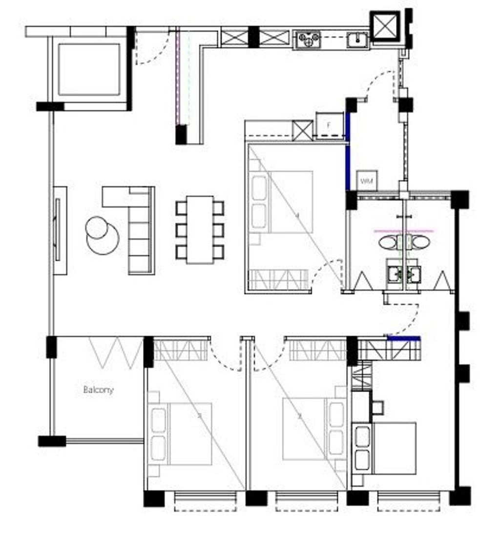 Modern, HDB, Tampines Street 45, Interior Designer, The Makers Design Studio, Type C 2 B, Space Planning, Final Floorplan