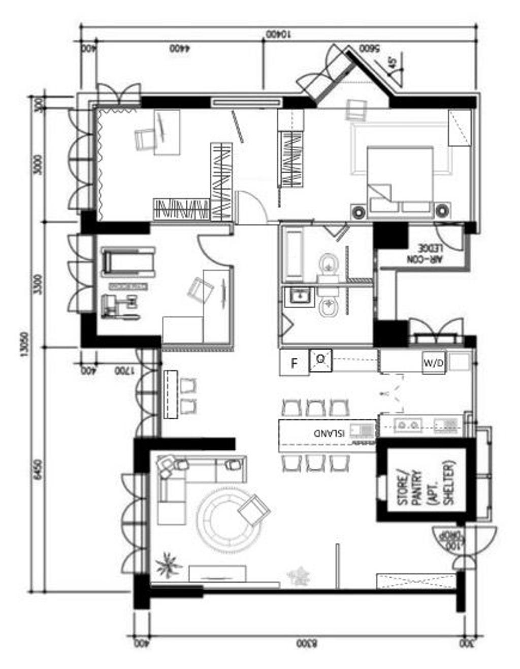 Modern, HDB, Ang Mo Kio Street 32, Interior Designer, Fifth Avenue Interior, 4 Room Hdb Floorplan, Space Planning, Final Floorplan