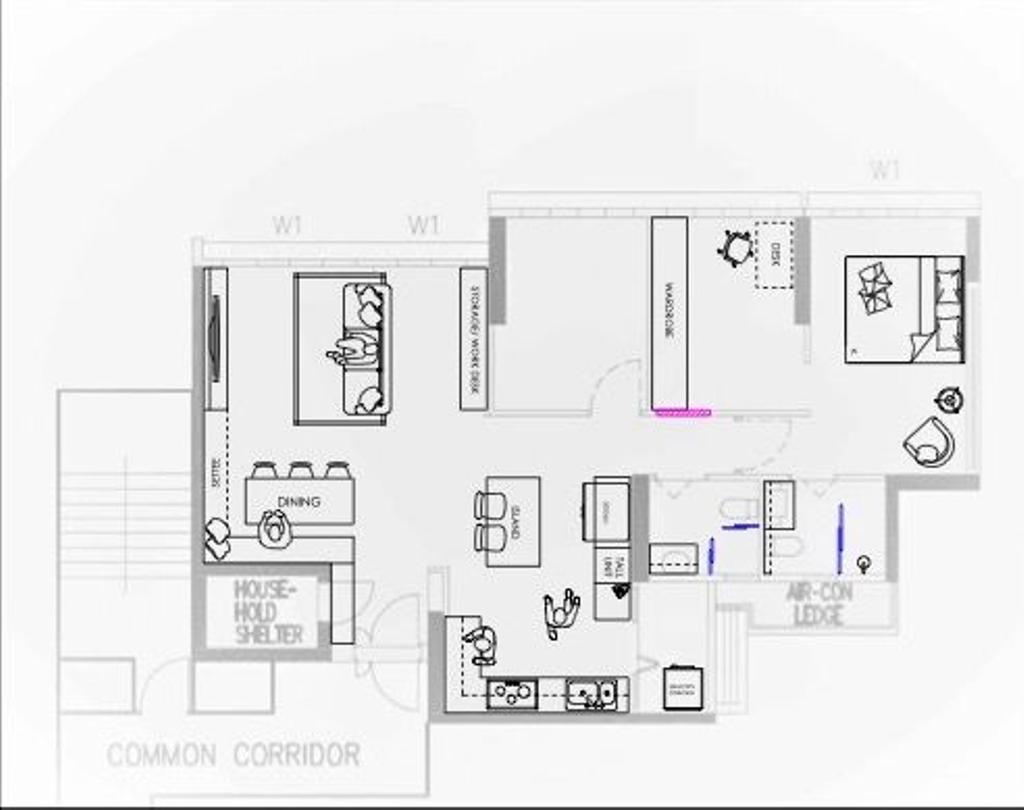 Modern, HDB, Senja Close, Interior Designer, Yang's Inspiration Design, 5 Room Hdb Floorplan, Space Planning, 5 Room Type 2