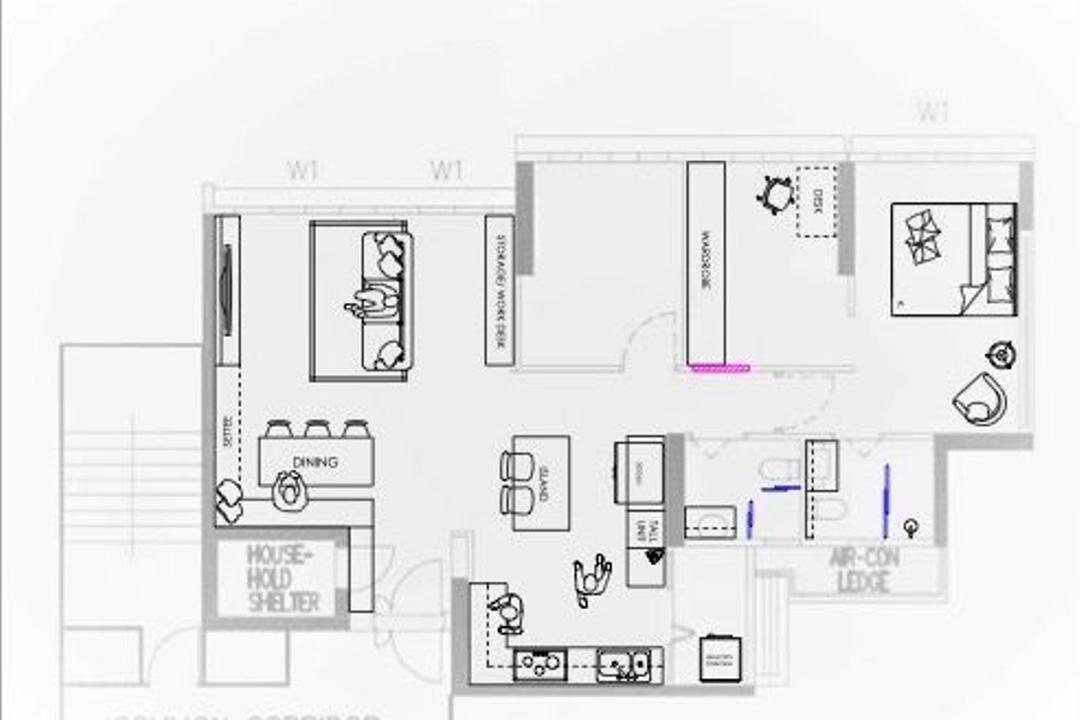 Senja Close, Yang's Inspiration Design, Modern, HDB, 5 Room Hdb Floorplan, Space Planning, 5 Room Type 2