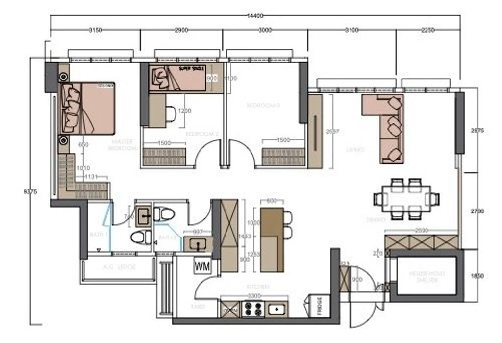 Modern, HDB, Bedok South Road, Interior Designer, Briey Interior, 5 Room Hdb Floorplan, Space Planning, Final Floorplan