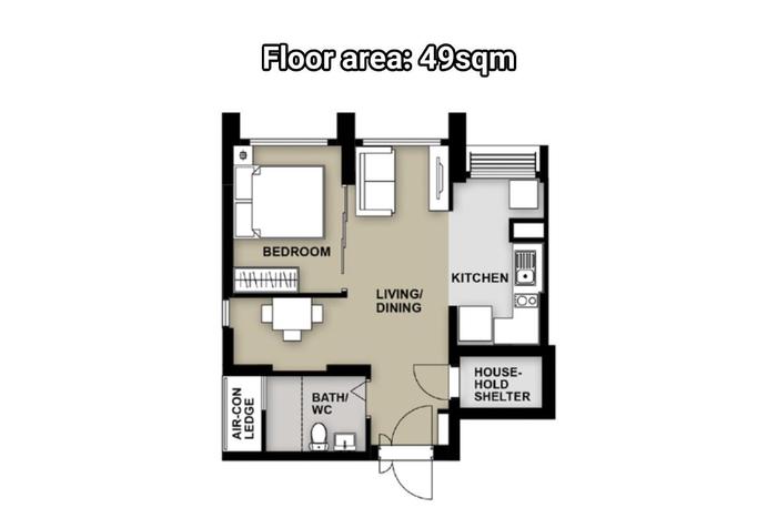 2-room bto floor plan