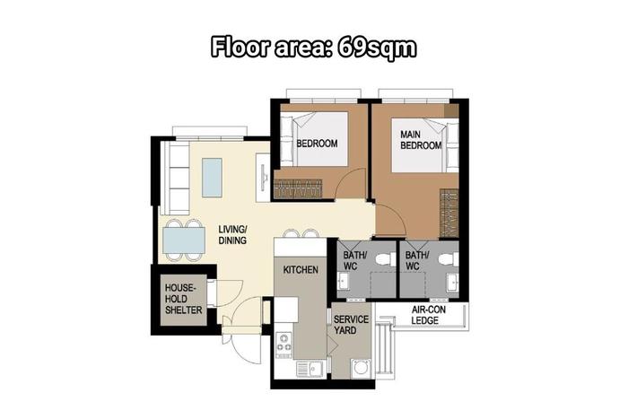 3-room bto floor plan