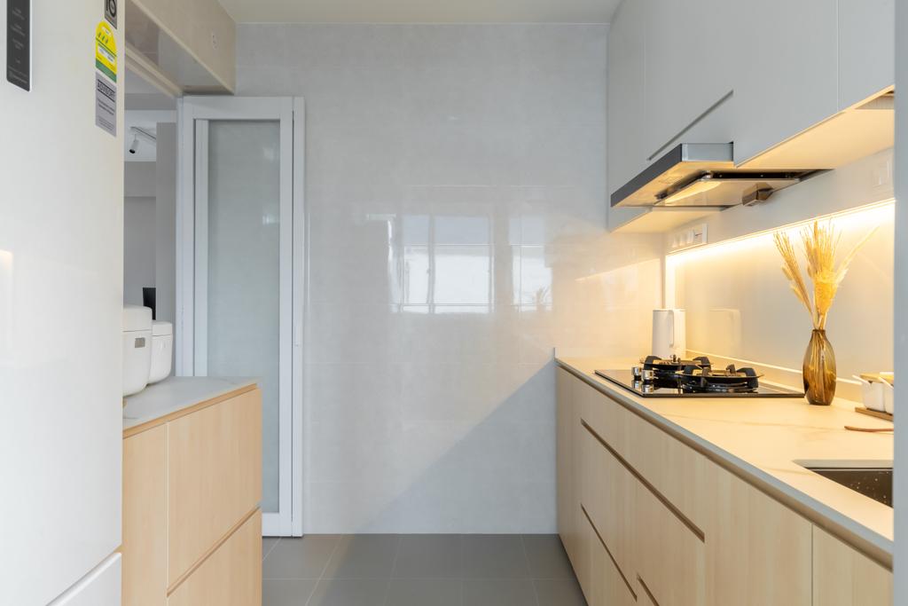 Scandinavian, HDB, Kitchen, Dakota Breeze, Interior Designer, Yang's Inspiration Design, Cove Light, Kitchen Cabinet