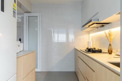 Dakota Breeze, Yang's Inspiration Design, Scandinavian, Kitchen, HDB, Cove Light, Kitchen Cabinet