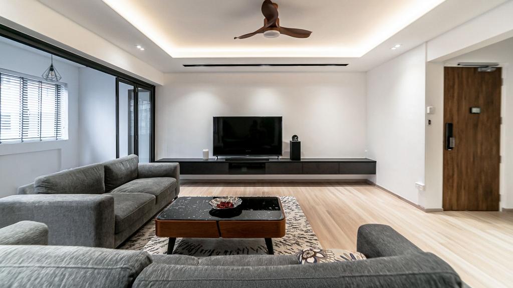 Contemporary, HDB, Living Room, McNair Road, Interior Designer, Orange Interior