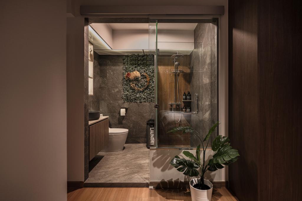 Contemporary, HDB, Tampines Street 61, Interior Designer, SHE Interior, Open Bathroom