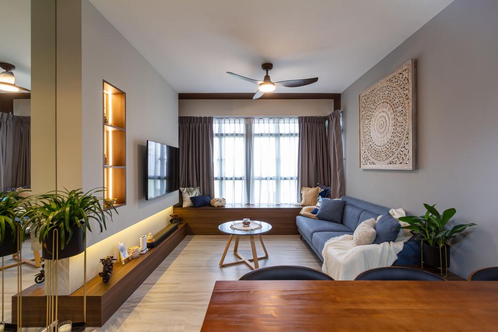 Contemporary, HDB, Living Room, Bidadari Park Drive, Interior Designer, Fineline Design