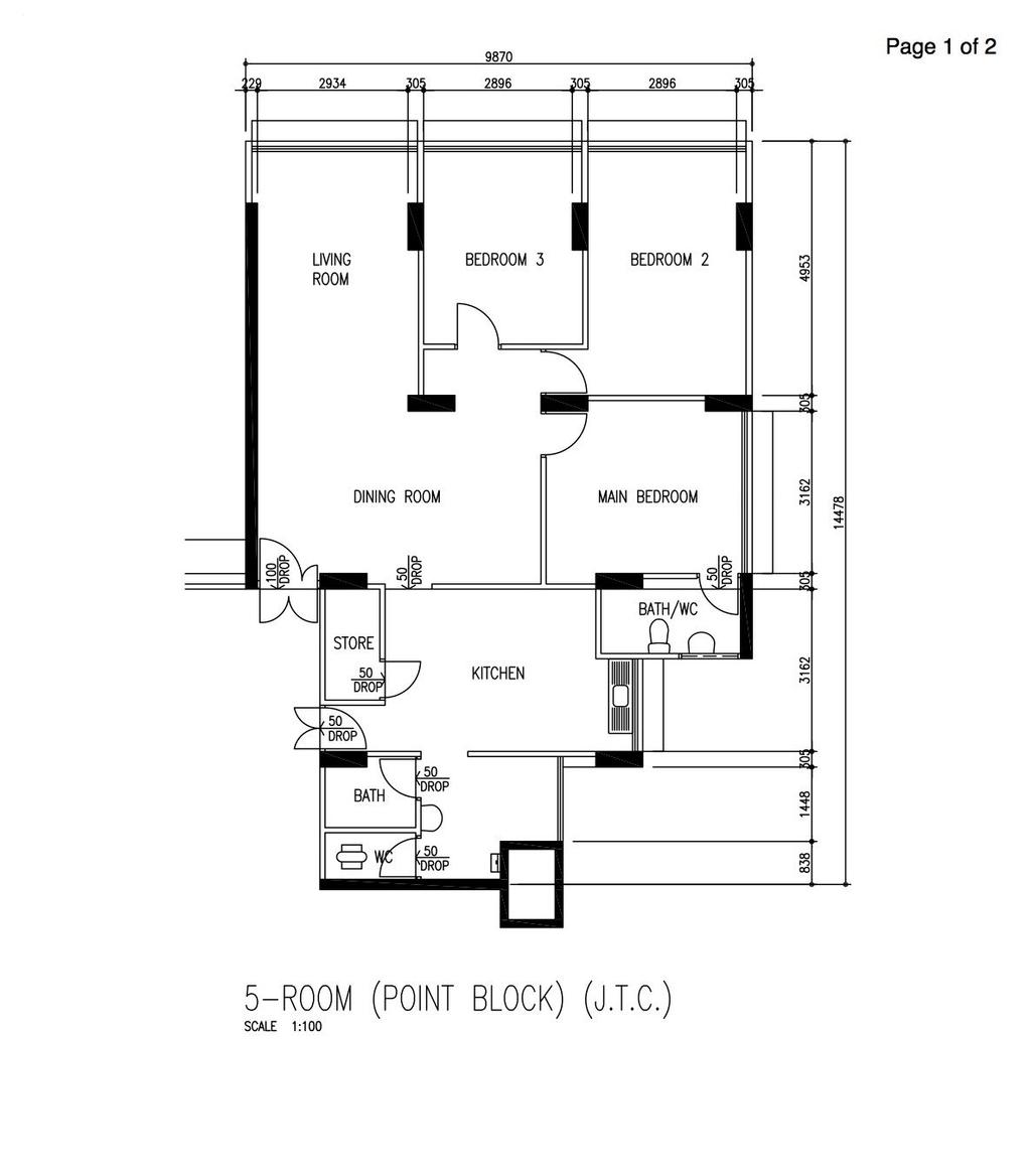 Modern, HDB, Pandan Gardens, Interior Designer, Editor Interior, Contemporary, 5 Room Hdb Floorplan, 5 Room Point Block, Before Floorplan