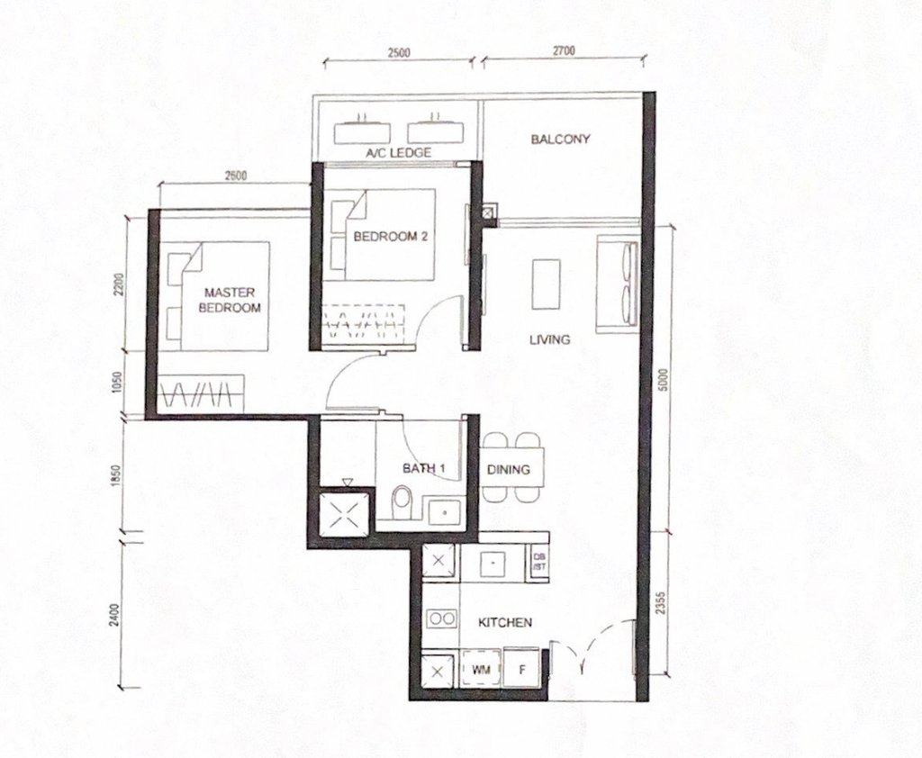 Modern, Condo, Stirling Residences, Interior Designer, Le Interior Affairs, Contemporary, 2 Bedder Condo, Original Floorplan