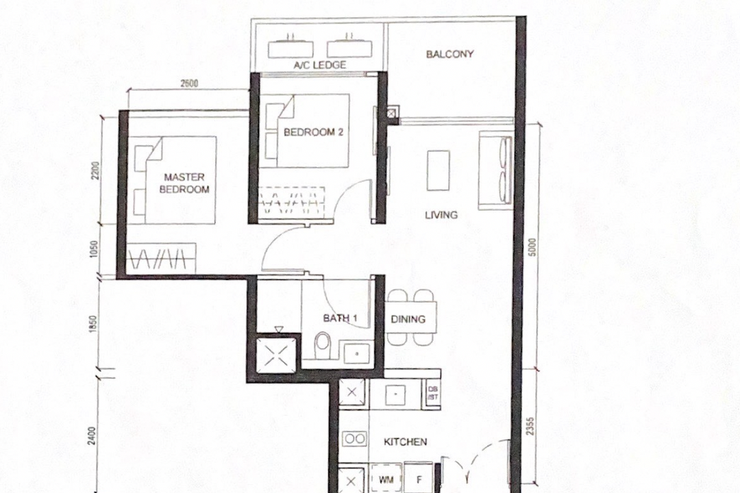Stirling Residences, Le Interior Affairs, Modern, Contemporary, Condo, 2 Bedder Condo, Original Floorplan