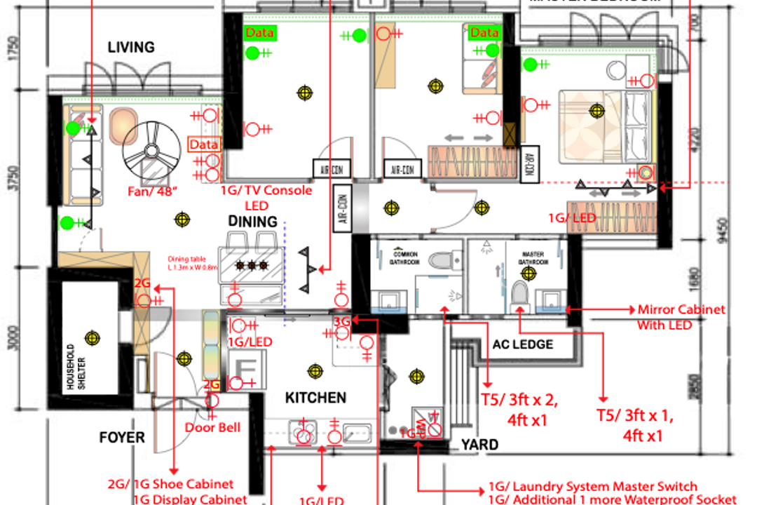 Clementi Ridges, Flo Design, Modern, HDB, 4 Room Hdb Floorplan, Space Planning, Final Floorplan
