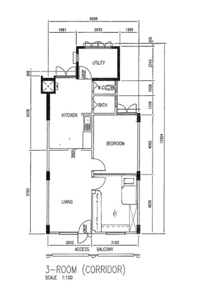 Whampoa Drive, Starry Homestead, Modern, HDB, 2 Room Hdb Floorplan, Space Planning, Final Floorplan