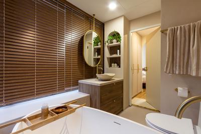 The Centris, Fineline Design, Minimalist, Bathroom, Condo, Vanity, Bathtub, Bath Tub, Bathroom Cabinet, Arch, Recessed Shelf