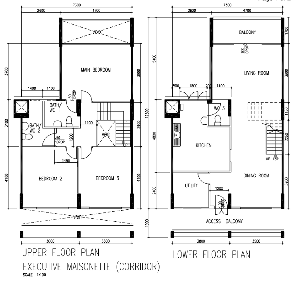 Modern, HDB, Ubi Avenue 1, Interior Designer, 360 Interior, Executive Maisonette Corridor, Executive Maisonette Floorplan, Original Floorplan