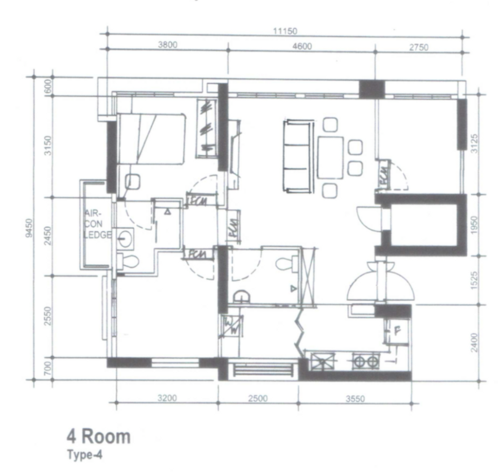 Modern, HDB, Margaret Drive, Interior Designer, Ninety One Interior, 4 Room Type 4, 4 Room Hdb Floorplan, Space Planning, Final Floorplan