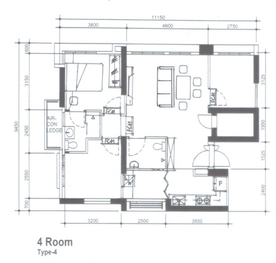 Margaret Drive, Ninety One Interior, Modern, HDB, 4 Room Type 4, 4 Room Hdb Floorplan, Space Planning, Final Floorplan