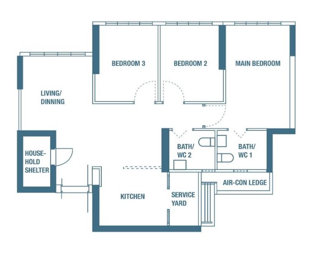 Industrial, HDB, Senja Valley, Interior Designer, The Local INN.terior 新家室, 4 Room Hdb Floorplan, Original Floorplan