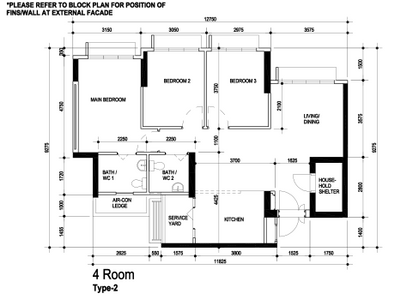 Alkaff Crescent, The Interior Lab, Modern, Scandinavian, HDB, 4 Room Type 2, 4 Room Hdb Floorplan, Original Floorplan