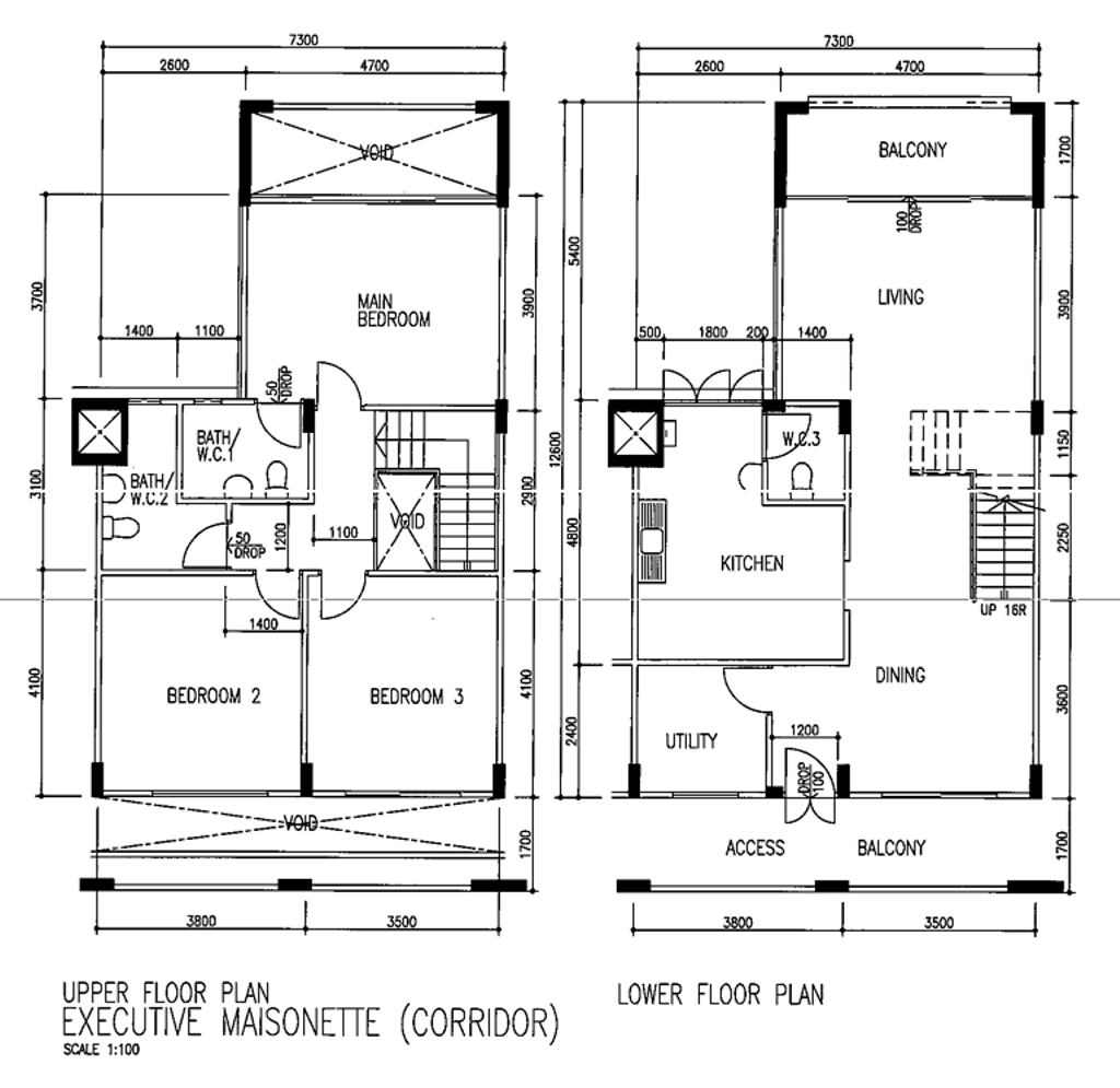 HDB, Bishan, Interior Designer, D5 Studio Image, Executive Maisonette Corridor, Original Floorplan, Executive Maisonette Floorplan