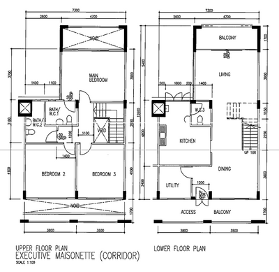 Bishan, D5 Studio Image, HDB, Executive Maisonette Corridor, Original Floorplan, Executive Maisonette Floorplan