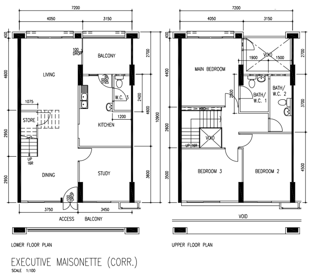 Modern, HDB, Mei Ling Street, Interior Designer, Editor Interior, Executive Maisonette Corr, Executive Maisonette Floorplan, Original Floorplan