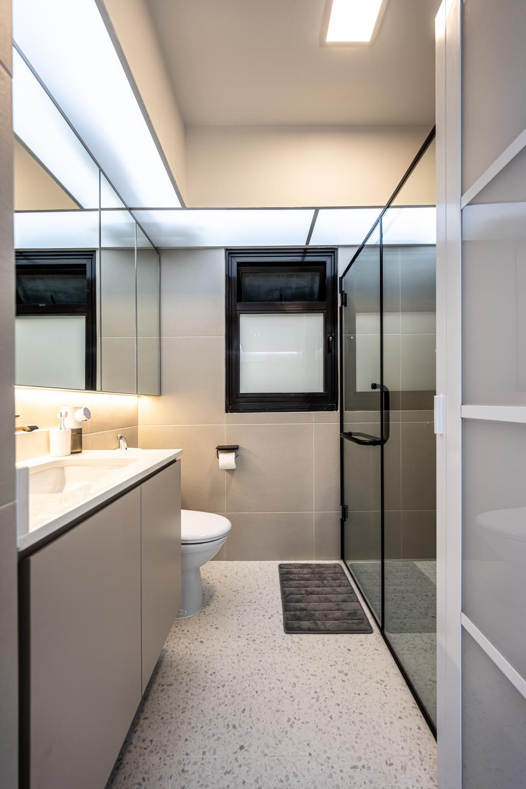 Modern, HDB, Bathroom, Tampines, Interior Designer, Jesigns Interior Design, Bathroom Cabinets, Mirror