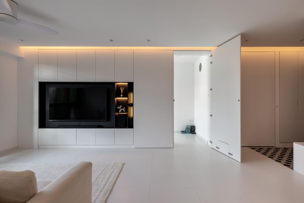 Contemporary, HDB, Living Room, Tampines Street 62, Interior Designer, Concrid Interior, Concealed Door