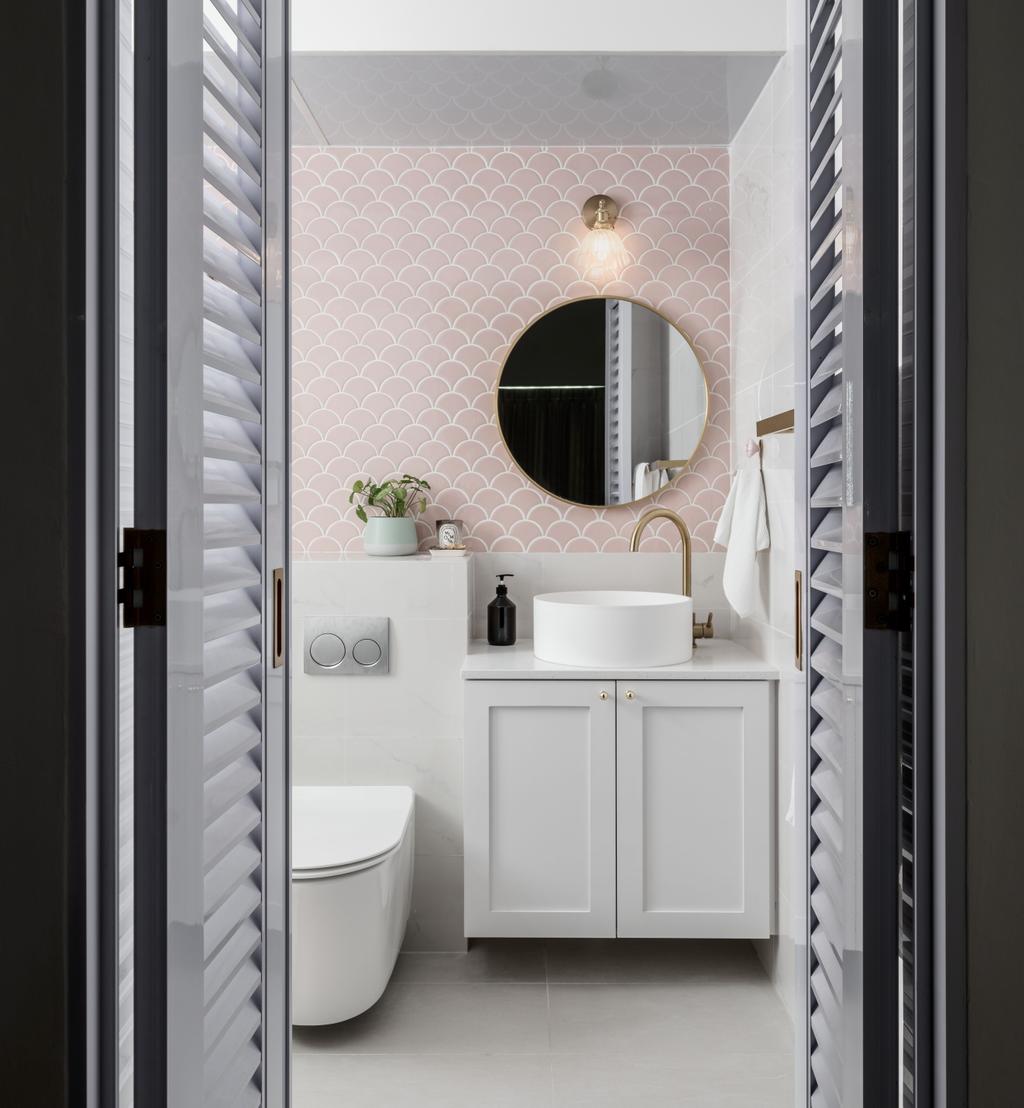 Modern, HDB, Bathroom, Alkaff Courtview, Interior Designer, Ethereall, Pink, Vanity, Bathroom Cabinet