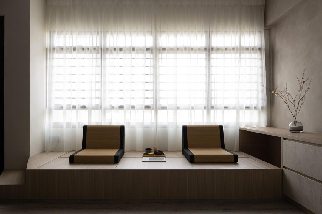 Buangkok Crescent, Mu Design Studio, Living Room, HDB, Window Seat