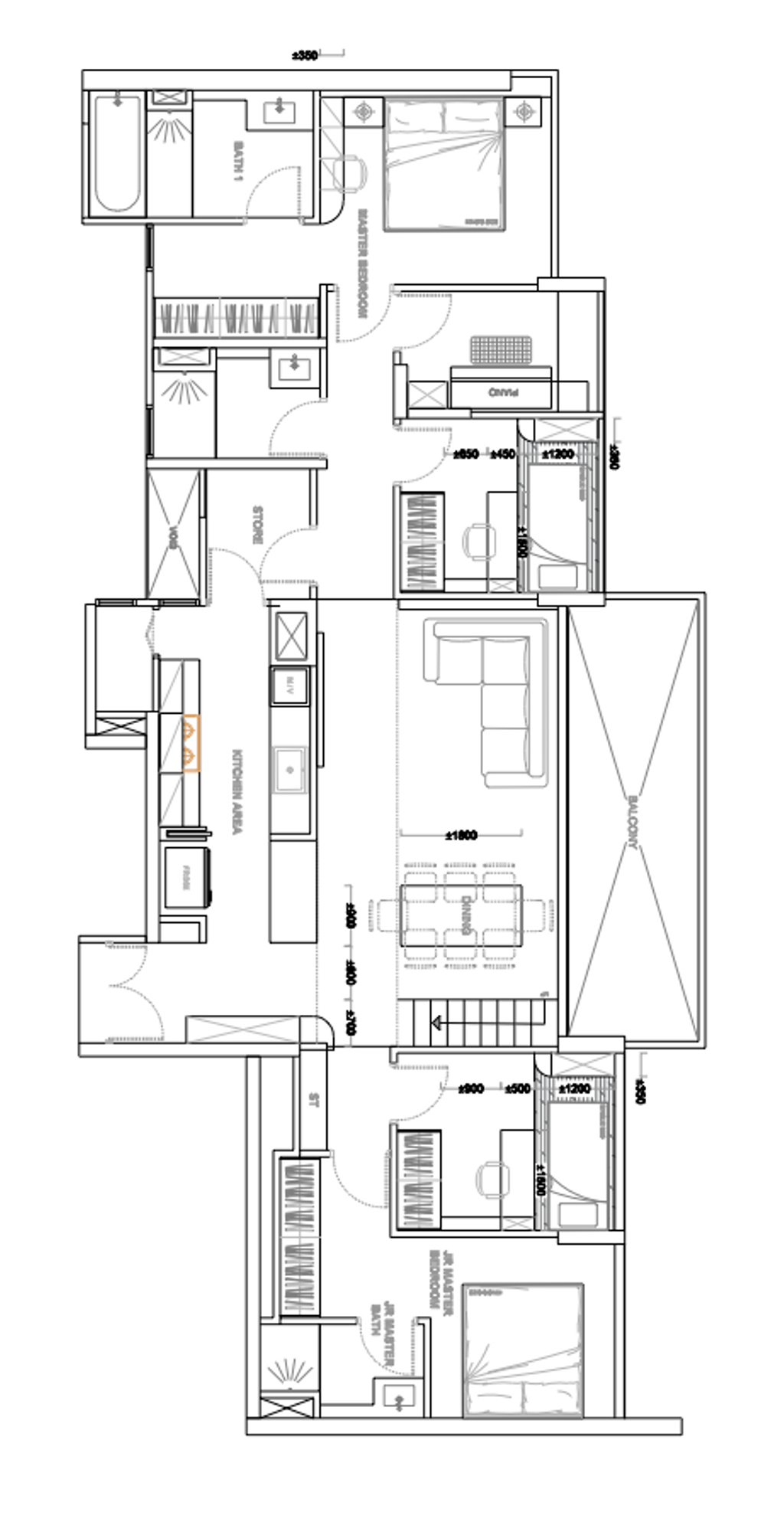 Modern, Condo, Stirling Residences, Interior Designer, Editor Interior, Original Floorplan, Penthouse Floorplan