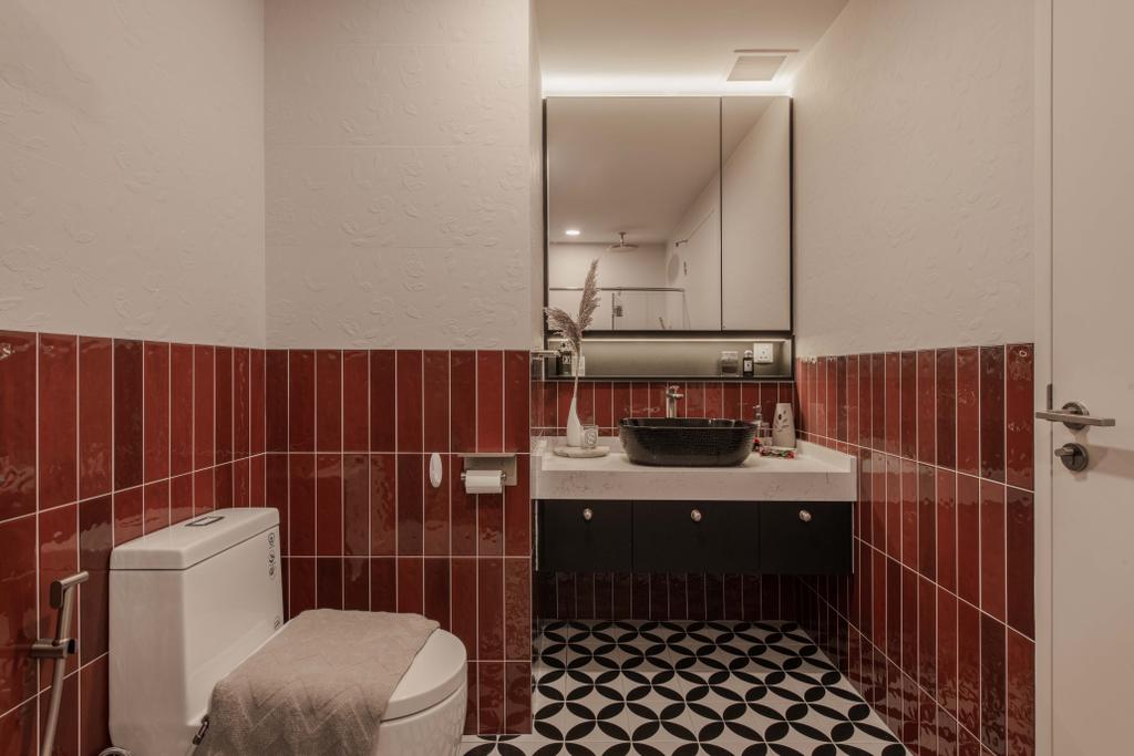 Modern, Condo, Bathroom, The Interlace, Interior Designer, 9 Creation, Red