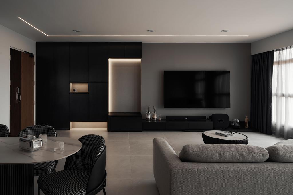 Contemporary, HDB, Living Room, Northshore Crescent, Interior Designer, Fifth Avenue Interior, Black