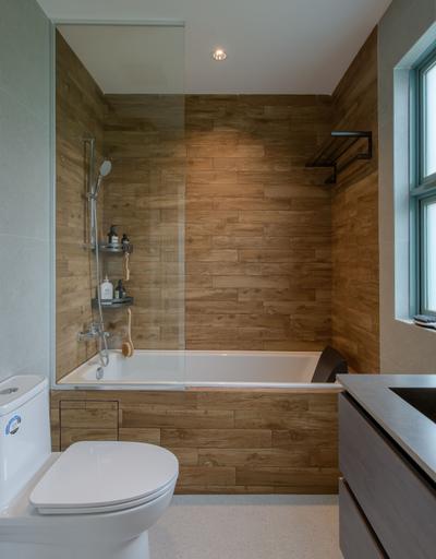 Serenity Park, Urban Home Design 二本設計家, Scandinavian, Bathroom, Condo, Bath Tub, Bathtub