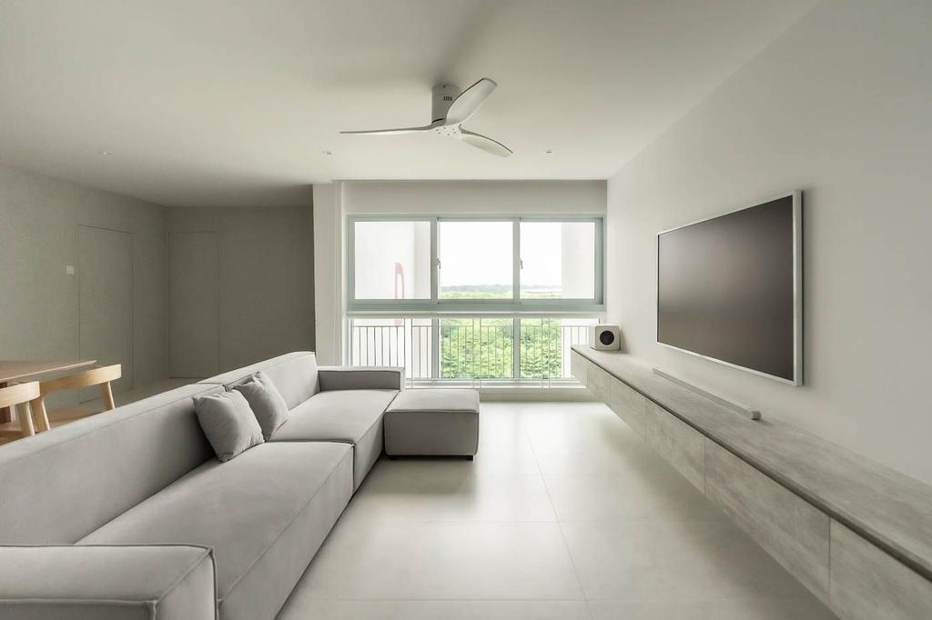 Minimalist, HDB, Living Room, Sengkang East Way, Interior Designer, Todz’Terior, Monotone