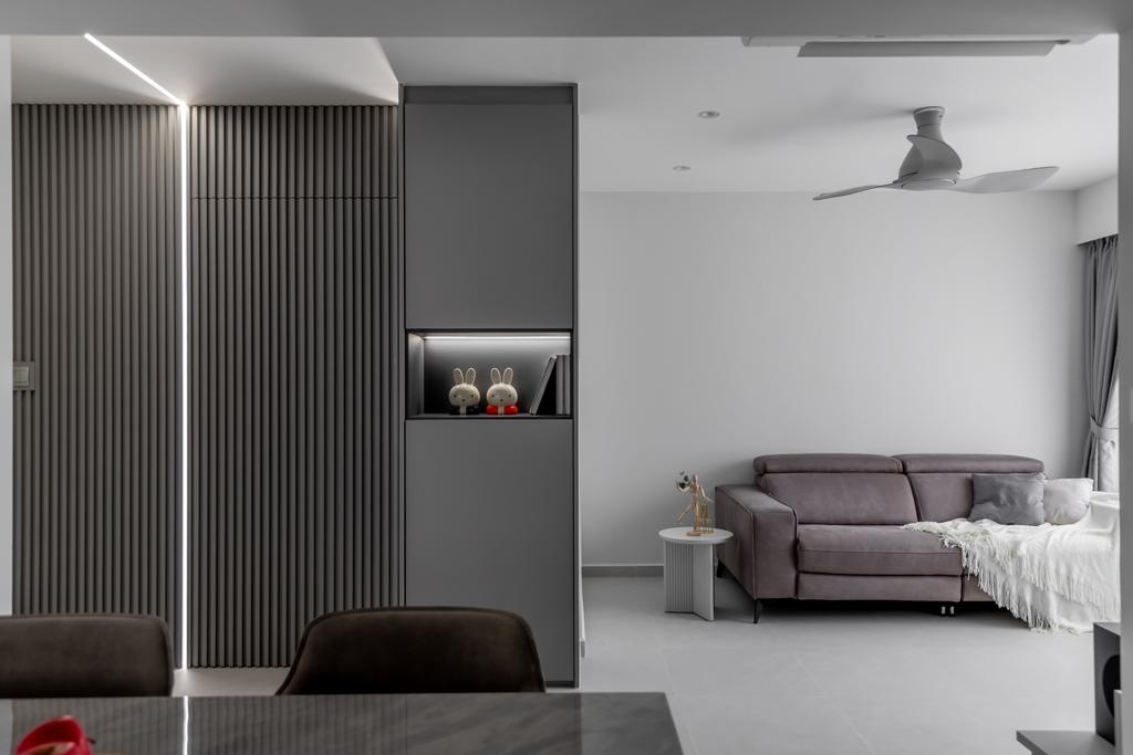 Modern, HDB, Living Room, Marsiling Grove, Interior Designer, U-Home Interior Design, Monotone, Grey