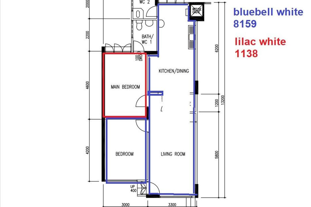 Clementi West Street 1, Glamour Concept, Modern, HDB, Original Floorplan, 3 Room Hdb Floorplan, 3 Room Model A Corridor