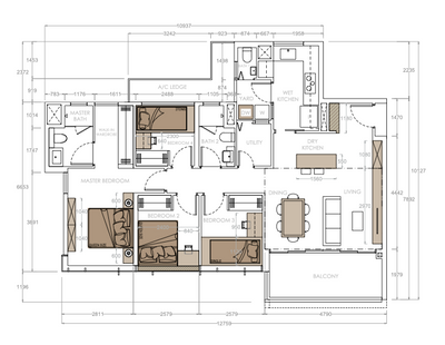 Piermont Grand, Briey Interior, Modern, Condo, Penthouse Floorplan, Space Planning, Final Floorplan