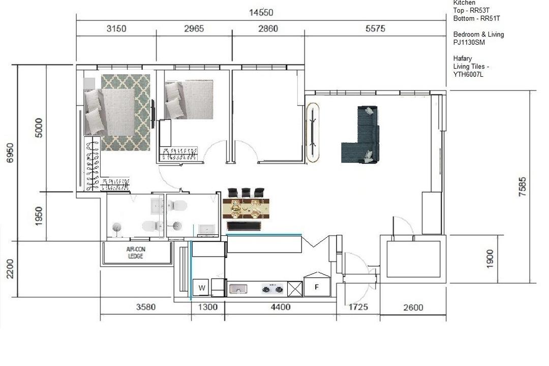 Tampines GreenFoliage, Design 4 Space, Modern, HDB, 3 Room Hdb Floorplan, Space Planning, Final Floorplan