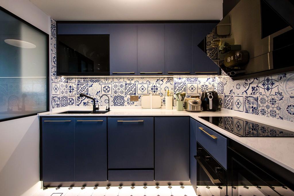 Modern, Condo, Kitchen, Simei Green, Interior Designer, Maxwell Interior Design, Blue